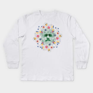 Green man with colorful flowers Kids Long Sleeve T-Shirt